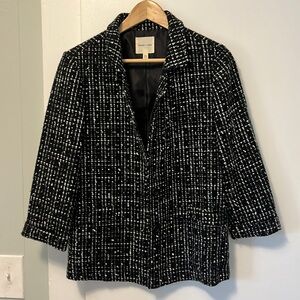 silence + noise Black and White Woven Blazer- small